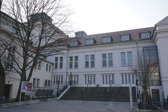 Entrance to Stadthalle Greifswald, Robert-Blum-Straße.