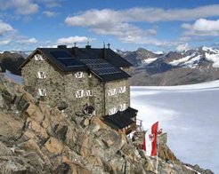 Das Brandenburger Haus im Ötztal – auf 3277 Metern die höchstgelegene Schutzhütte des Deutschen Alpenvereins – ist eine der Berghütten, deren Energiesystem Stephan Baur in seiner Arbeit untersucht hat.