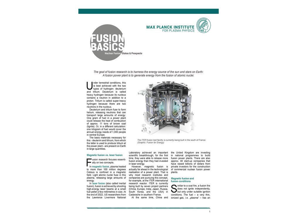 Fusion Basics <br /> Nuclear fusion – status and prospects